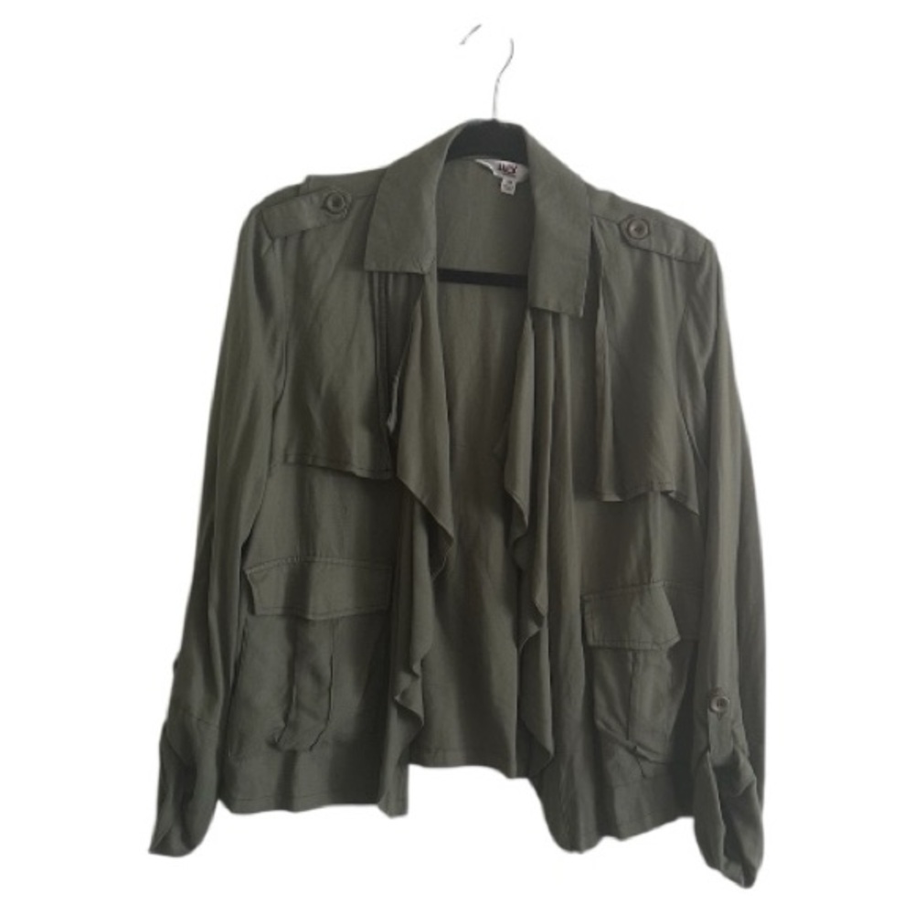 Jack BB Dakota Double Agent cropped trench jacket breezy draped open front M